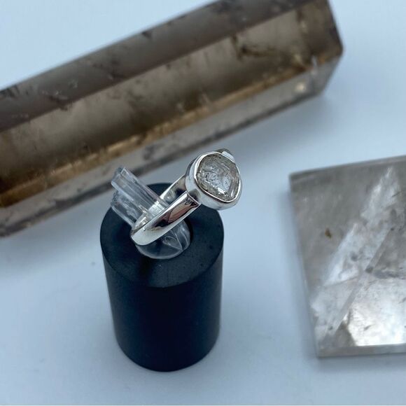Natural Herkimer Diamond Sterling Silver Ring Size 6 - Picture 5 of 9